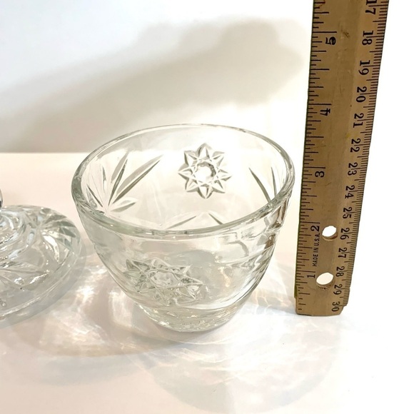 Star of David Anchor Hocking Prescut Clear Glass Creamer and Sugar Bowl Vintage - Picture 7 of 14